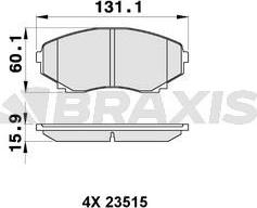 Braxis AB0341 - Гальмівні колодки, дискові гальма autocars.com.ua