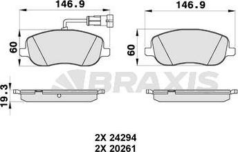 Braxis AB0342 - Гальмівні колодки, дискові гальма autocars.com.ua