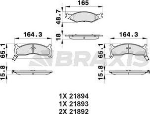 Braxis AB0346 - Гальмівні колодки, дискові гальма autocars.com.ua