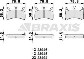 Braxis AB0347 - Гальмівні колодки, дискові гальма autocars.com.ua