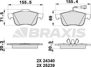 Braxis AB0348 - Гальмівні колодки, дискові гальма autocars.com.ua