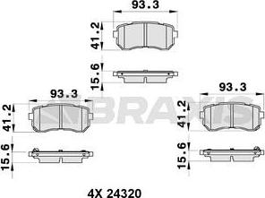 Braxis AB0349 - Тормозные колодки, дисковые, комплект autodnr.net