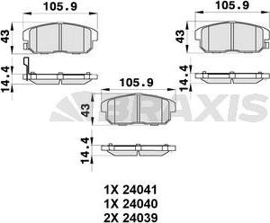 Braxis AB0354 - Гальмівні колодки, дискові гальма autocars.com.ua