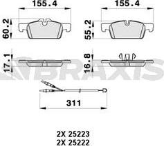 Braxis AB0362 - Гальмівні колодки, дискові гальма autocars.com.ua