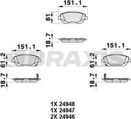 Braxis AB0371 - Гальмівні колодки, дискові гальма autocars.com.ua