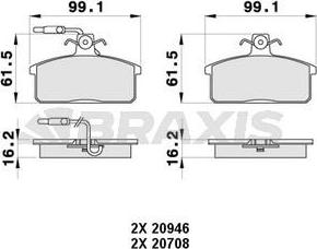 Braxis AB0374 - Гальмівні колодки, дискові гальма autocars.com.ua