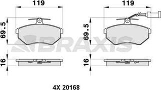 Braxis AB0375 - Гальмівні колодки, дискові гальма autocars.com.ua