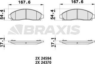 Braxis AB0377 - Гальмівні колодки, дискові гальма autocars.com.ua
