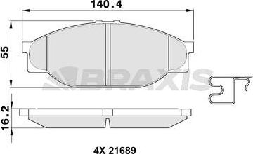 Braxis AB0381 - Гальмівні колодки, дискові гальма autocars.com.ua