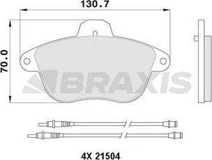 Braxis AB0382 - Гальмівні колодки, дискові гальма autocars.com.ua