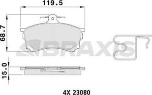 Braxis AB0383 - Гальмівні колодки, дискові гальма autocars.com.ua