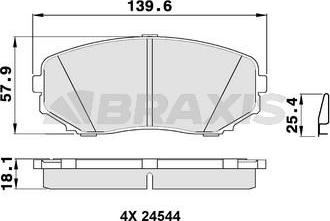 Braxis AB0388 - Гальмівні колодки, дискові гальма autocars.com.ua