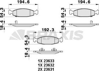 Braxis AB0396 - Гальмівні колодки, дискові гальма autocars.com.ua