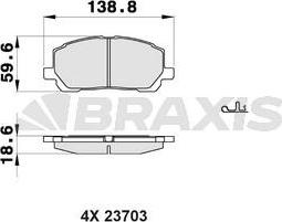 Braxis AB0408 - Гальмівні колодки, дискові гальма autocars.com.ua