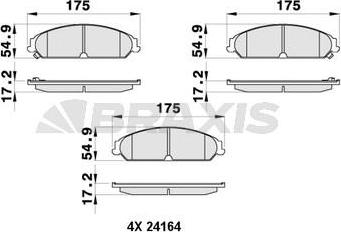 Braxis AB0413 - Гальмівні колодки, дискові гальма autocars.com.ua