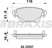 Braxis AB0421 - Гальмівні колодки, дискові гальма autocars.com.ua