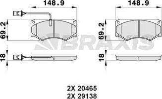 Braxis AB0424 - Гальмівні колодки, дискові гальма autocars.com.ua