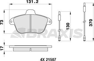 Braxis AB0445 - Гальмівні колодки, дискові гальма autocars.com.ua