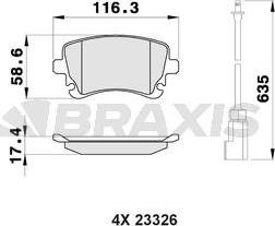 Braxis AB0448 - Гальмівні колодки, дискові гальма autocars.com.ua