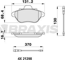 Braxis AB0456 - Гальмівні колодки, дискові гальма autocars.com.ua