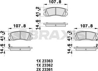 Braxis AB0460 - Гальмівні колодки, дискові гальма autocars.com.ua