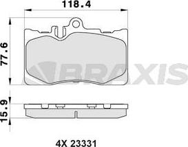 Braxis AB0468 - Гальмівні колодки, дискові гальма autocars.com.ua