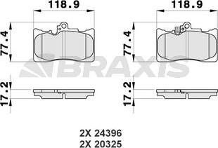 Braxis AB0476 - Гальмівні колодки, дискові гальма autocars.com.ua