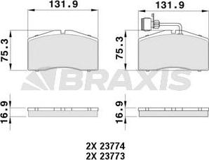 Braxis AB0480 - Гальмівні колодки, дискові гальма autocars.com.ua