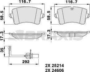 Braxis AB0484 - Гальмівні колодки, дискові гальма autocars.com.ua