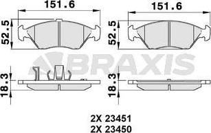 Braxis AB0495 - Гальмівні колодки, дискові гальма autocars.com.ua