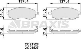 Braxis AB0496 - Гальмівні колодки, дискові гальма autocars.com.ua