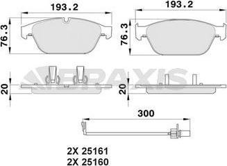 Braxis AB0502 - Гальмівні колодки, дискові гальма autocars.com.ua