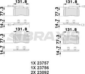 Braxis AB0505 - Гальмівні колодки, дискові гальма autocars.com.ua