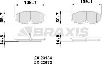 Braxis AB0509 - Гальмівні колодки, дискові гальма autocars.com.ua