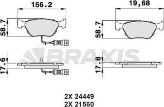 Braxis AB0518 - Гальмівні колодки, дискові гальма autocars.com.ua