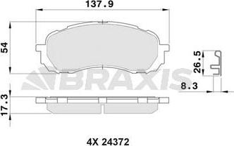 Braxis AB0531 - Гальмівні колодки, дискові гальма autocars.com.ua