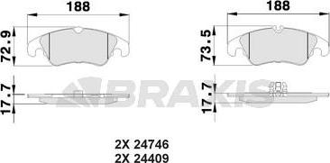 Braxis AB0539 - Гальмівні колодки, дискові гальма autocars.com.ua