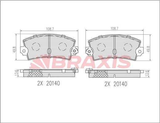 Braxis AB0600 - Тормозные колодки, дисковые, комплект autodnr.net