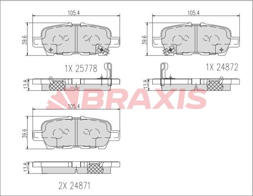 Braxis AB0617 - Гальмівні колодки, дискові гальма autocars.com.ua