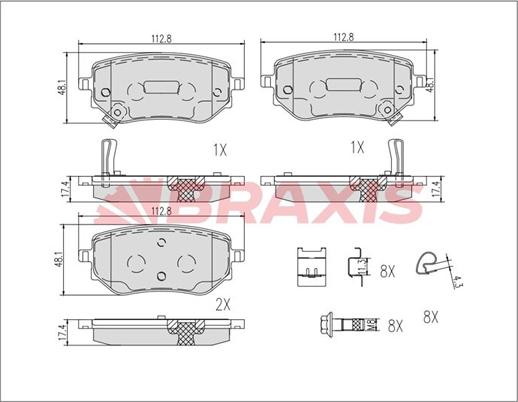 Braxis AB0622 - Тормозные колодки, дисковые, комплект autodnr.net