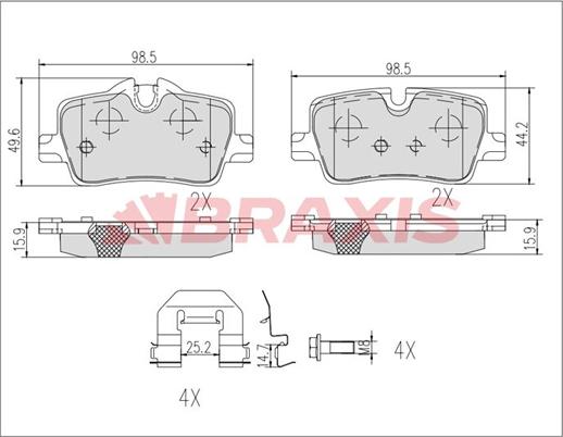 Braxis AB0625 - Гальмівні колодки, дискові гальма autocars.com.ua