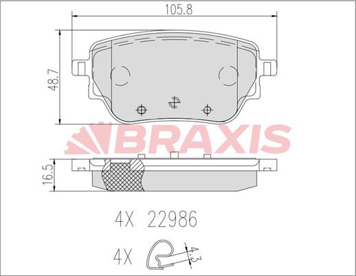 Braxis AB0632 - Гальмівні колодки, дискові гальма autocars.com.ua