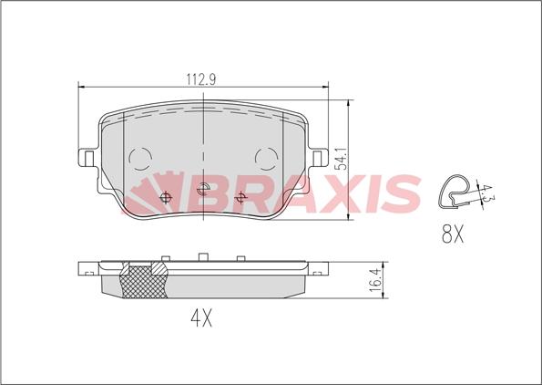 Braxis AB0633 - Гальмівні колодки, дискові гальма autocars.com.ua