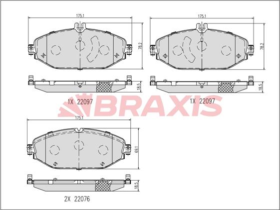 Braxis AB0638 - Гальмівні колодки, дискові гальма autocars.com.ua