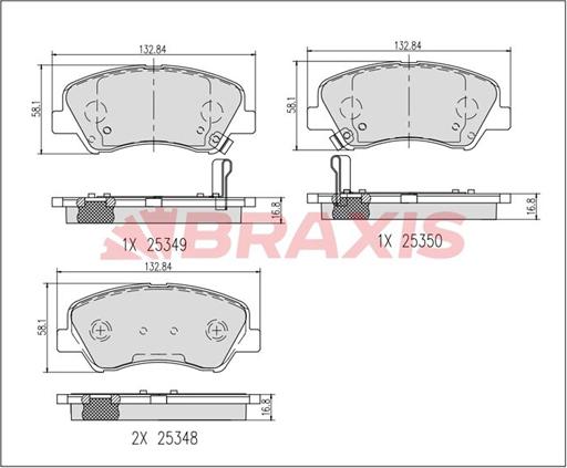 Braxis AB0639 - Гальмівні колодки, дискові гальма autocars.com.ua