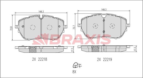 Braxis AB0640 - Тормозные колодки, дисковые, комплект autodnr.net