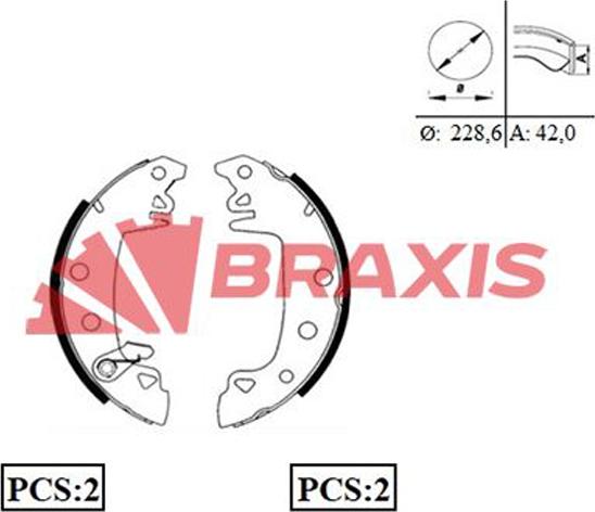 Braxis AC0001 - Комплект гальм, барабанний механізм autocars.com.ua