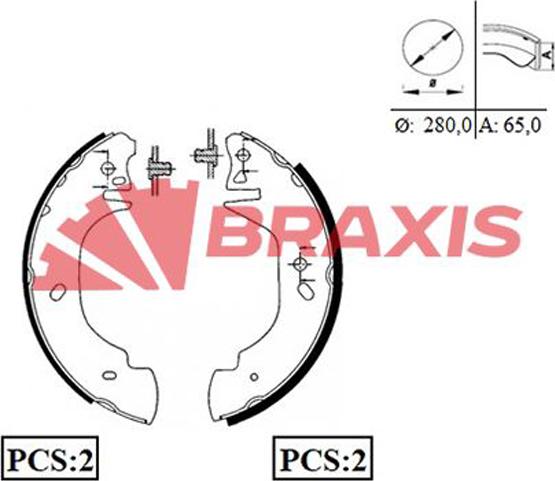 Braxis AC0009 - Комплект тормозных колодок, барабанные autodnr.net