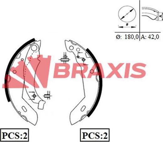 Braxis AC0011 - Комплект тормозных колодок, барабанные autodnr.net