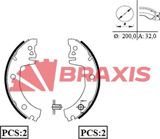 Braxis AC0015 - Комплект тормозных колодок, барабанные autodnr.net